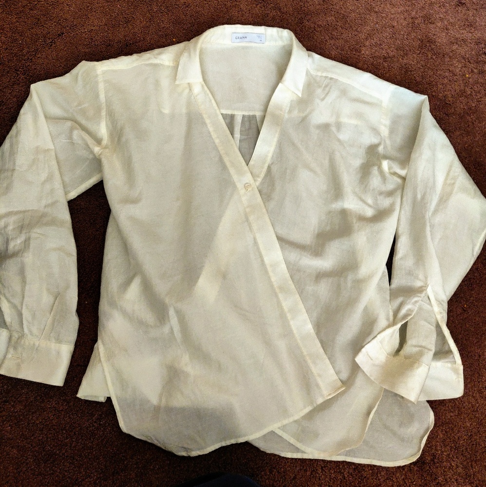 Grana silk cotton crossover blouse